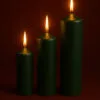 #misticoopus-Mistico-Opus-Fat-Taper-Pillar-Set of 3-Burning-Dark Green